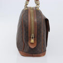 CELINE Macadam Canvas Hand Bag PVC Leather Brown Gold Auth ep16496-4