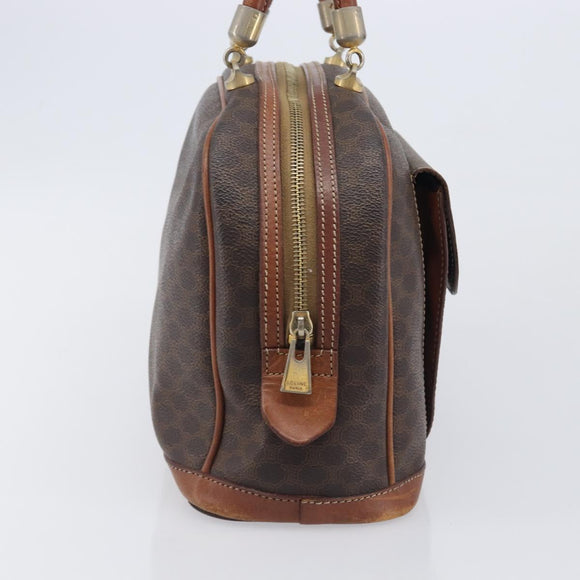 CELINE Macadam Canvas Hand Bag PVC Leather Brown Gold Auth ep16496