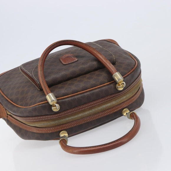 CELINE Macadam Canvas Hand Bag PVC Leather Brown Gold Auth ep16496