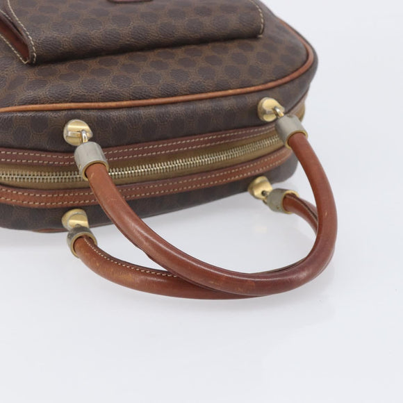 CELINE Macadam Canvas Hand Bag PVC Leather Brown Gold Auth ep16496