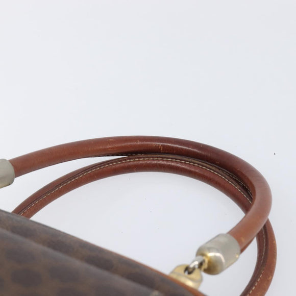 CELINE Macadam Canvas Hand Bag PVC Leather Brown Gold Auth ep16496