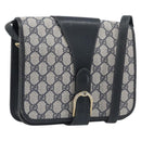 GUCCI GG Supreme Shoulder Bag PVC Navy Gold Auth ep16502-1