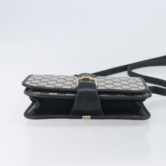 GUCCI GG Supreme Shoulder Bag PVC Navy Gold Auth ep16502