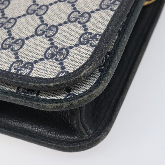 GUCCI GG Supreme Shoulder Bag PVC Navy Gold Auth ep16502