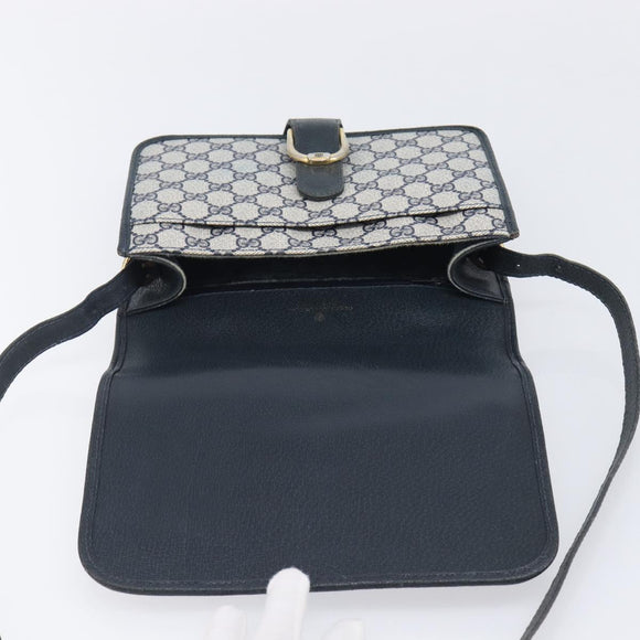 GUCCI GG Supreme Shoulder Bag PVC Navy Gold Auth ep16502