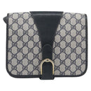 GUCCI GG Supreme Shoulder Bag PVC Navy Gold Auth ep16502-13