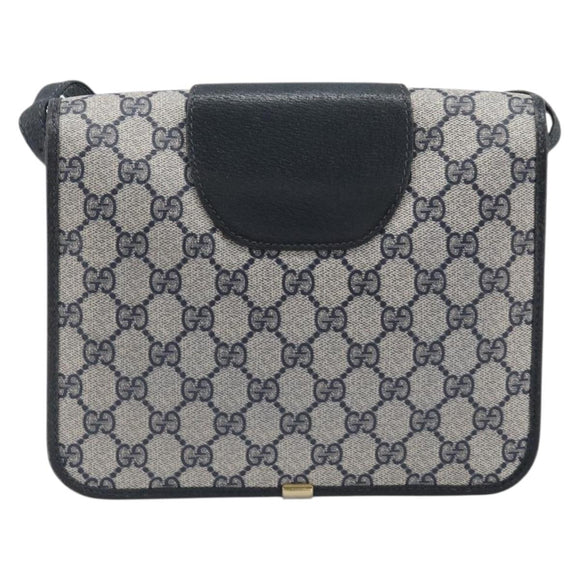 GUCCI GG Supreme Shoulder Bag PVC Navy Gold Auth ep16502