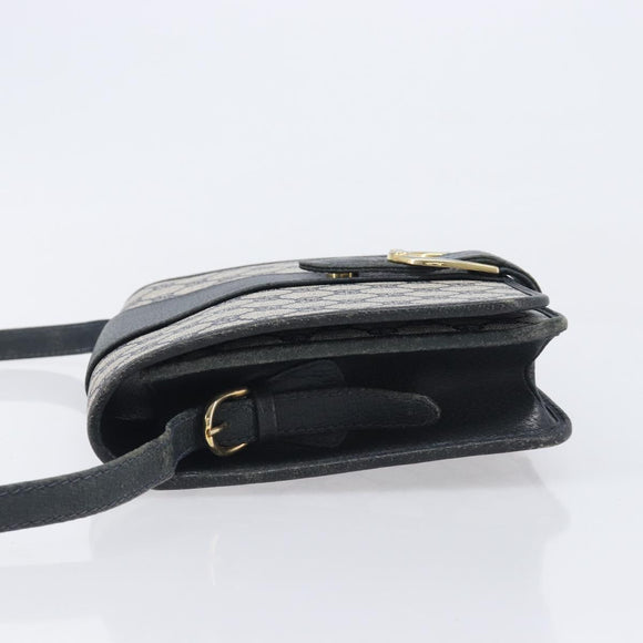 GUCCI GG Supreme Shoulder Bag PVC Navy Gold Auth ep16502