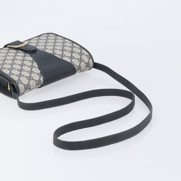 GUCCI GG Supreme Shoulder Bag PVC Navy Gold Auth ep16502
