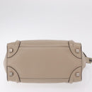 CELINE Luggage Micro Shopper Hand Bag Leather Beige Silver Auth ep16511V-5