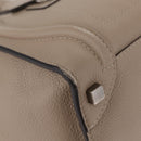 CELINE Luggage Micro Shopper Hand Bag Leather Beige Silver Auth ep16511V-9