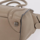 CELINE Luggage Micro Shopper Hand Bag Leather Beige Silver Auth ep16511V-15