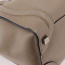 CELINE Luggage Micro Shopper Hand Bag Leather Beige Silver Auth ep16511V-16