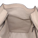CELINE Luggage Micro Shopper Hand Bag Leather Beige Silver Auth ep16511V-22