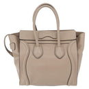 CELINE Luggage Micro Shopper Hand Bag Leather Beige Silver Auth ep16511V-2