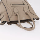CELINE Luggage Micro Shopper Hand Bag Leather Beige Silver Auth ep16511V-6