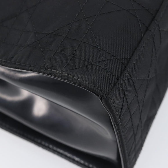 Christian Dior Canage Hand Bag Nylon Black Gold Auth ep16513A