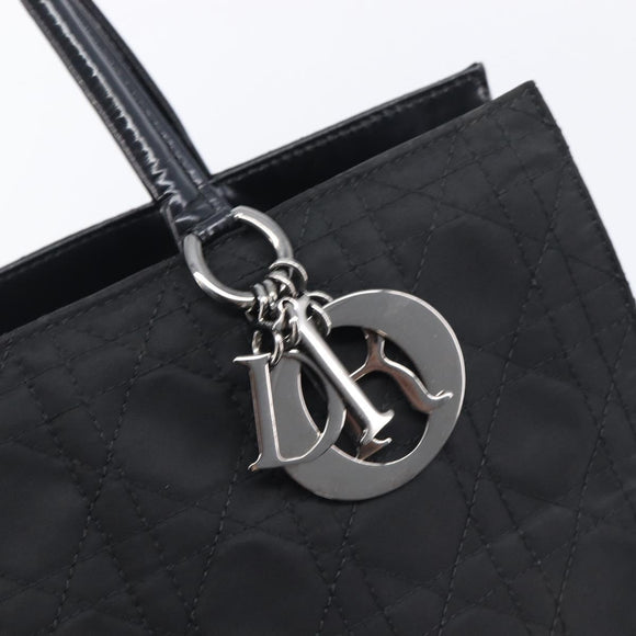 Christian Dior Canage Hand Bag Nylon Black Gold Auth ep16513A