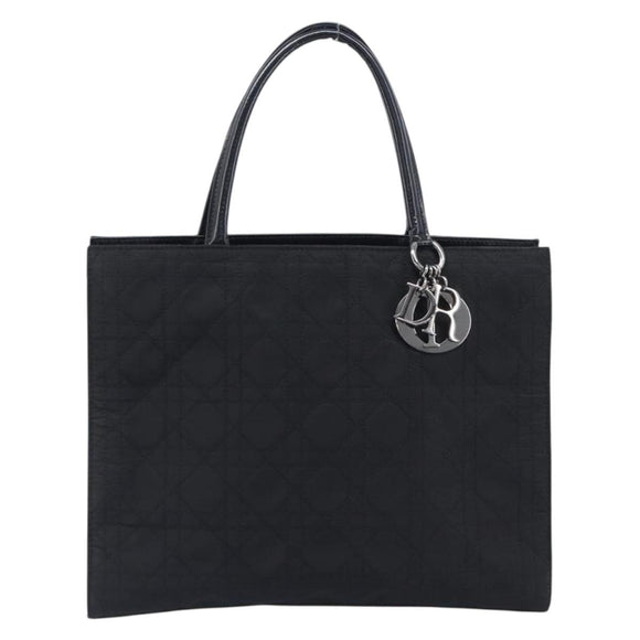 Christian Dior Canage Hand Bag Nylon Black Gold Auth ep16513A