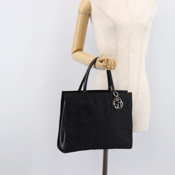 Christian Dior Canage Hand Bag Nylon Black Gold Auth ep16513A