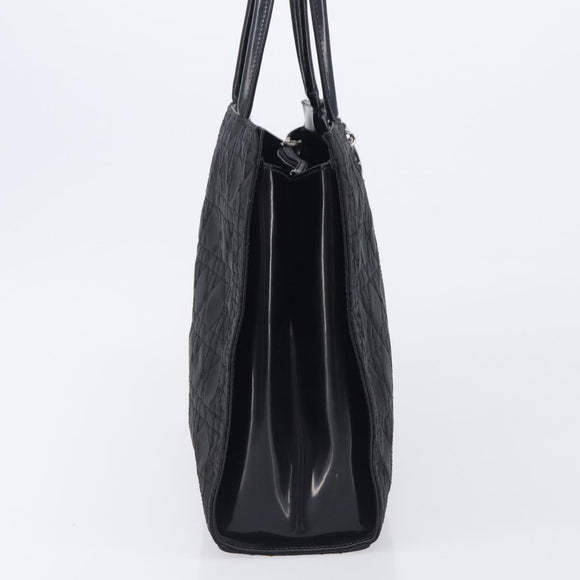 Christian Dior Canage Hand Bag Nylon Black Gold Auth ep16513A