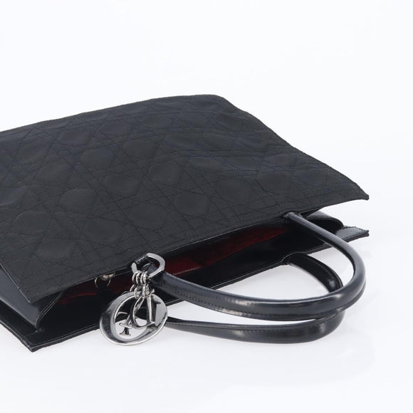 Christian Dior Canage Hand Bag Nylon Black Gold Auth ep16513A