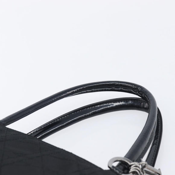 Christian Dior Canage Hand Bag Nylon Black Gold Auth ep16513A