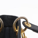Christian Dior Lady Dior Canage Hand Bag Canvas Black Gold Auth ep16514-16