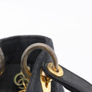 Christian Dior Lady Dior Canage Hand Bag Canvas Black Gold Auth ep16514-17