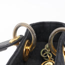 Christian Dior Lady Dior Canage Hand Bag Canvas Black Gold Auth ep16514-9
