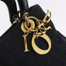 Christian Dior Lady Dior Canage Hand Bag Canvas Black Gold Auth ep16514-10