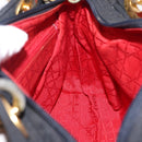 Christian Dior Lady Dior Canage Hand Bag Canvas Black Gold Auth ep16514-23