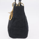 Christian Dior Lady Dior Canage Hand Bag Canvas Black Gold Auth ep16514-3