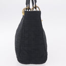 Christian Dior Lady Dior Canage Hand Bag Canvas Black Gold Auth ep16514-4