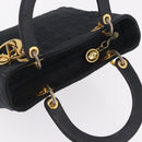 Christian Dior Lady Dior Canage Hand Bag Canvas Black Gold Auth ep16514-6
