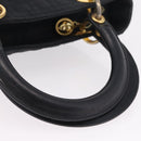 Christian Dior Lady Dior Canage Hand Bag Canvas Black Gold Auth ep16514-7