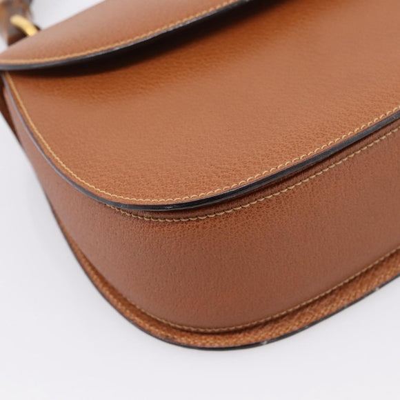 GUCCI Bamboo Hand Bag Leather Brown Gold 000 113 0633 Auth ep16515V