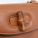 GUCCI Bamboo Hand Bag Leather Brown Gold 000 113 0633 Auth ep16515V-18