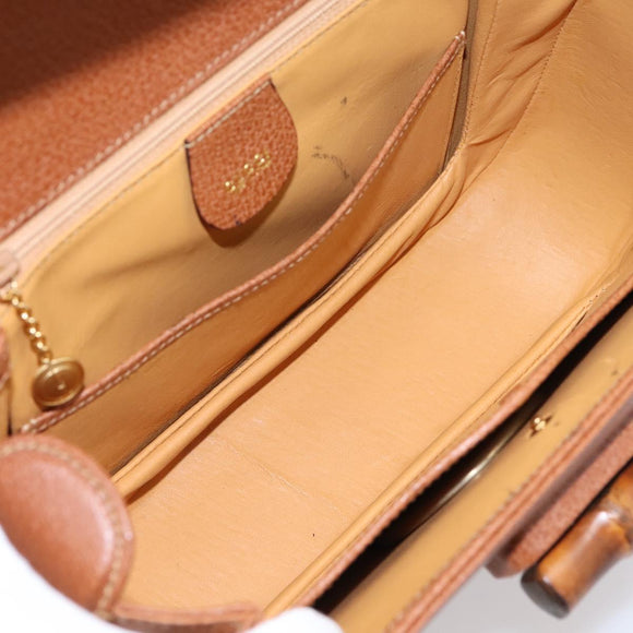 GUCCI Bamboo Hand Bag Leather Brown Gold 000 113 0633 Auth ep16515V