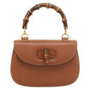 GUCCI Bamboo Hand Bag Leather Brown Gold 000 113 0633 Auth ep16515V-13