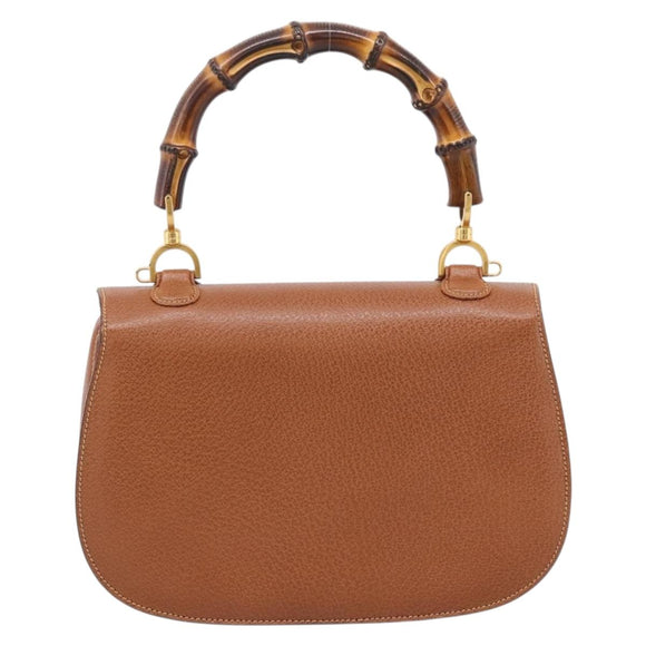 GUCCI Bamboo Hand Bag Leather Brown Gold 000 113 0633 Auth ep16515V