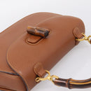 GUCCI Bamboo Hand Bag Leather Brown Gold 000 113 0633 Auth ep16515V-6