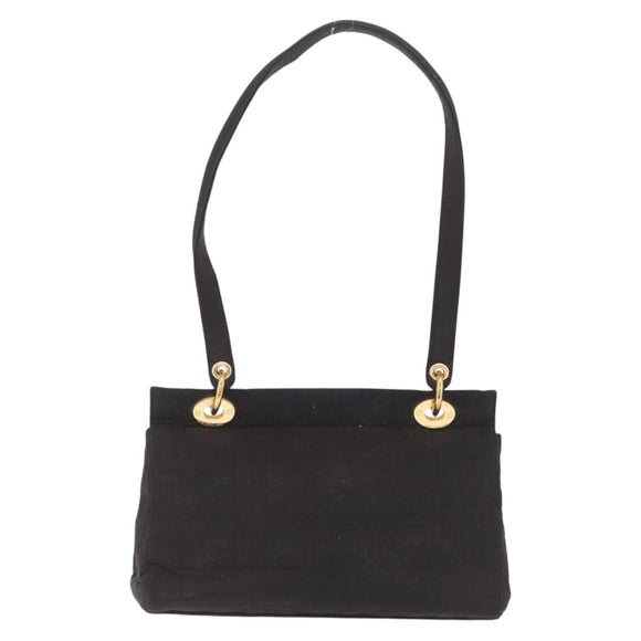 Christian Dior Canage Shoulder Bag Canvas Black Gold Auth ep16517
