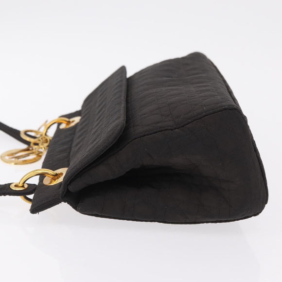 Christian Dior Canage Shoulder Bag Canvas Black Gold Auth ep16517
