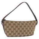 GUCCI GG Canvas Web Sherry Line Hand Bag Beige Silver 141809 Auth ep16518A-1
