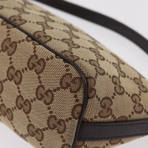 GUCCI GG Canvas Web Sherry Line Hand Bag Beige Silver 141809 Auth ep16518A