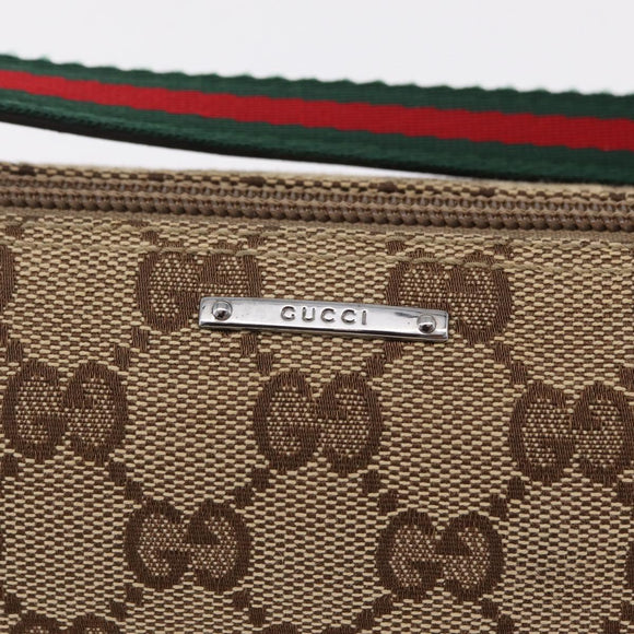 GUCCI GG Canvas Web Sherry Line Hand Bag Beige Silver 141809 Auth ep16518A
