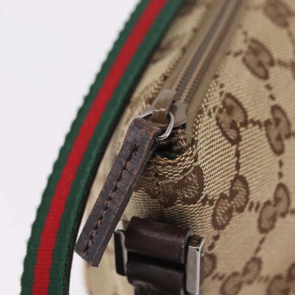 GUCCI GG Canvas Web Sherry Line Hand Bag Beige Silver 141809 Auth ep16518A