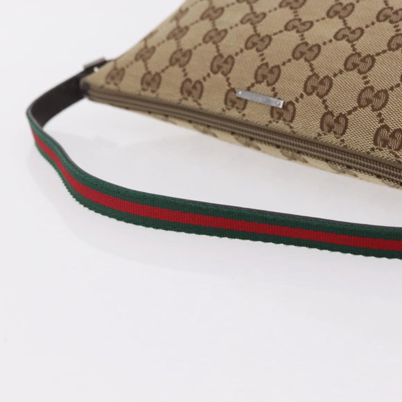 GUCCI GG Canvas Web Sherry Line Hand Bag Beige Silver 141809 Auth ep16518A