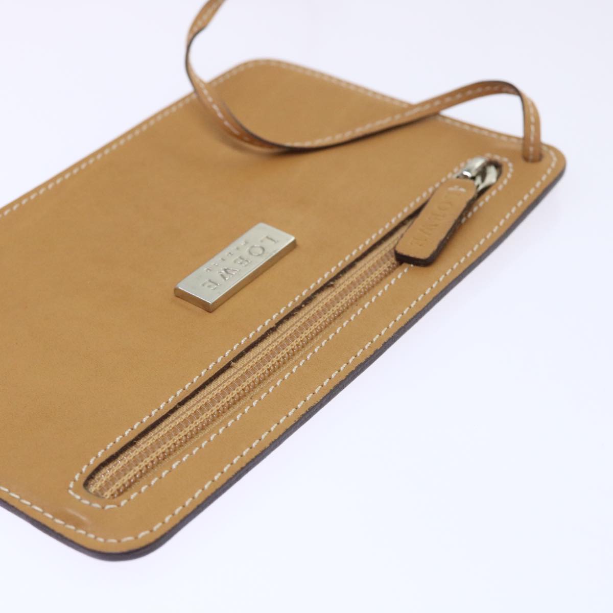 LOEWE Hand Bag Leather Beige Auth ep1652